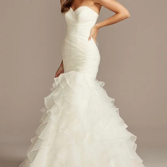 David's Bridal Dresses Organza Mermaid Wedding Dress With